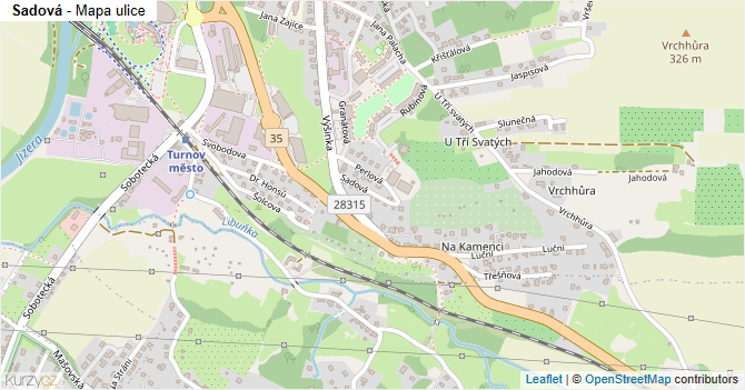 Sadová - mapa ulice