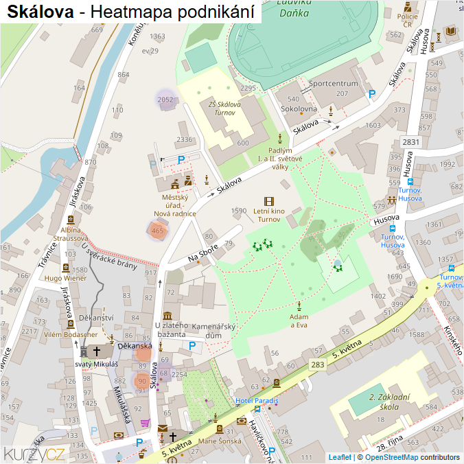 Mapa Skálova - Firmy v ulici.