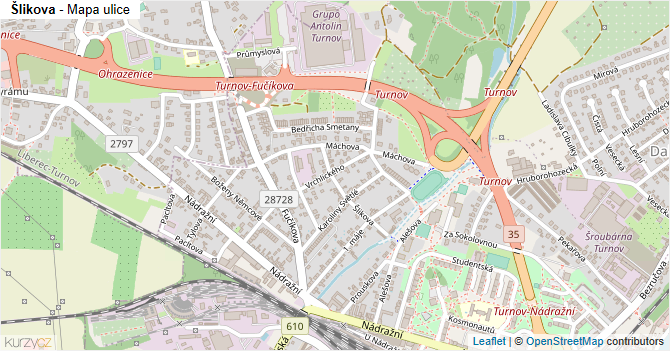 Šlikova - mapa ulice
