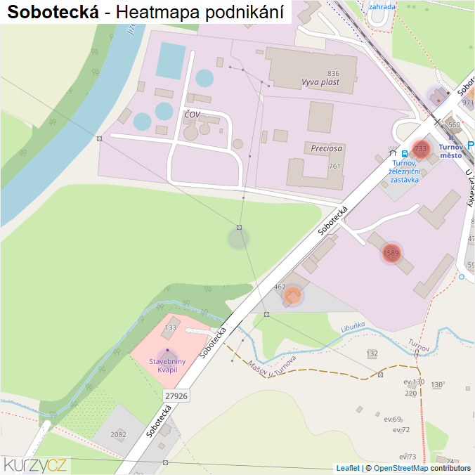 Mapa Sobotecká - Firmy v ulici.