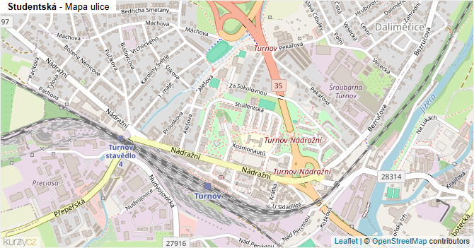 Studentská - mapa ulice