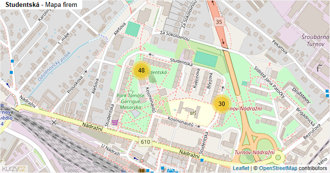Studentská - mapa firem
