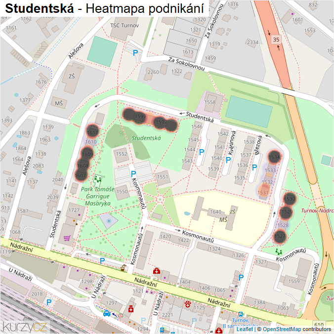Mapa Studentská - Firmy v ulici.