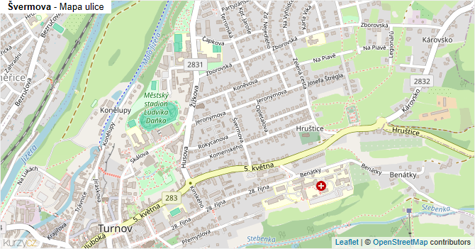 Švermova - mapa ulice