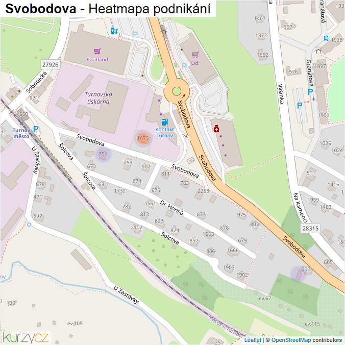Mapa Svobodova - Firmy v ulici.