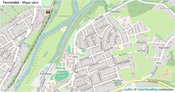 Terronská - mapa ulice