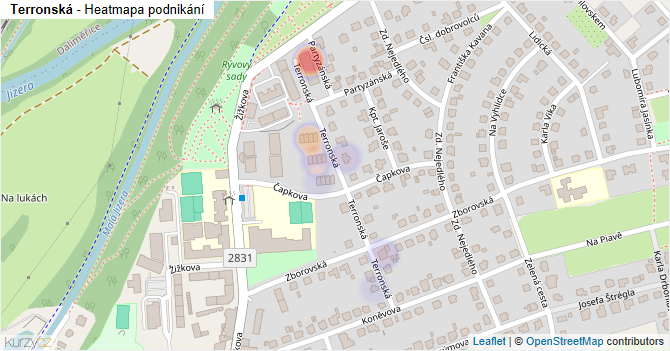 Terronská - mapa podnikání