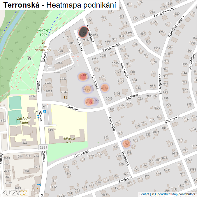 Mapa Terronská - Firmy v ulici.