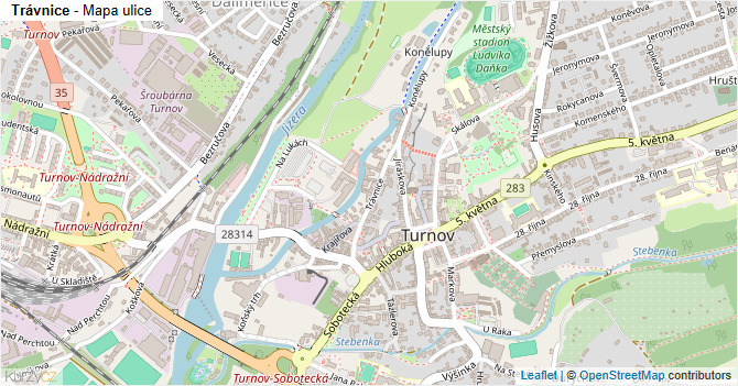 Trávnice - mapa ulice