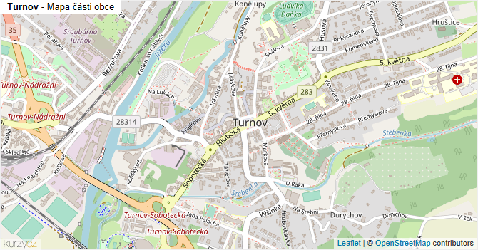 Turnov - mapa části obce