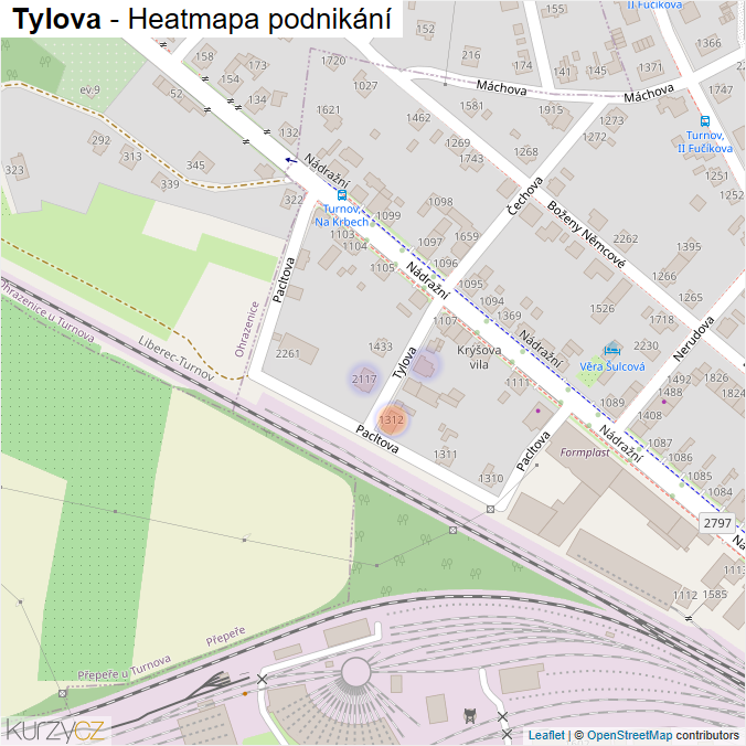 Mapa Tylova - Firmy v ulici.