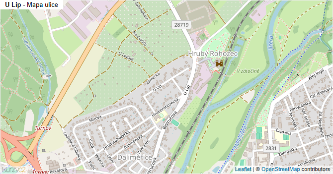 U Lip - mapa ulice