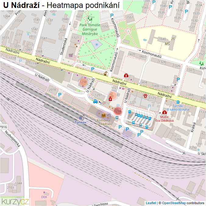 Mapa U Nádraží - Firmy v ulici.