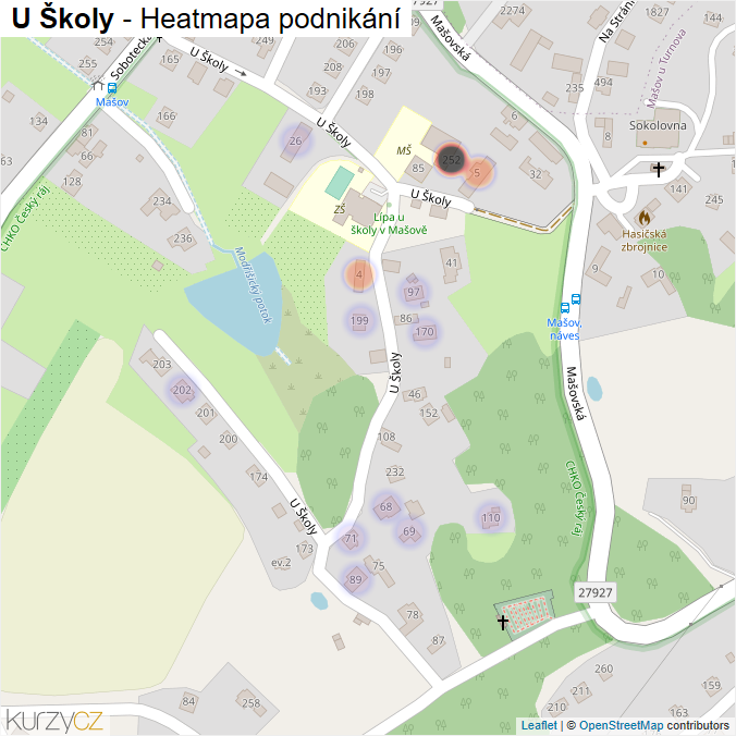 Mapa U Školy - Firmy v ulici.