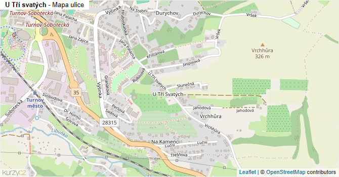 U Tří svatých - mapa ulice