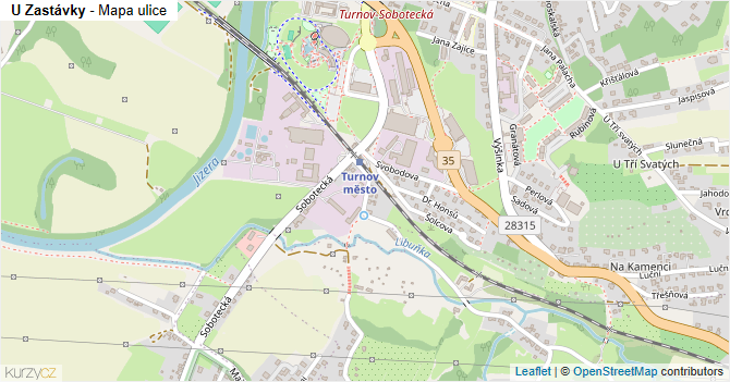 U Zastávky - mapa ulice