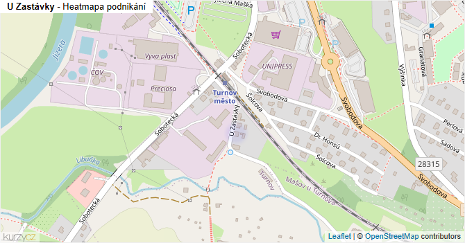U Zastávky - mapa podnikání