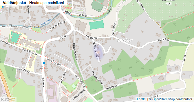 Valdštejnská - mapa podnikání