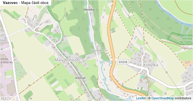 Vazovec - mapa části obce
