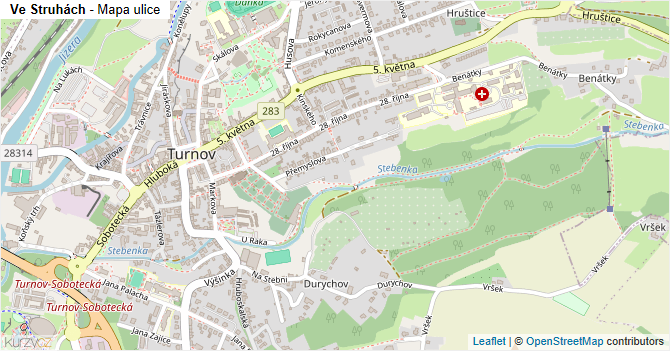 Ve Struhách - mapa ulice