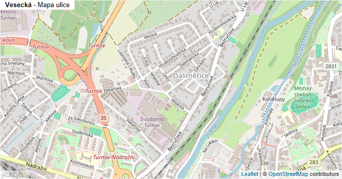 Vesecká - mapa ulice