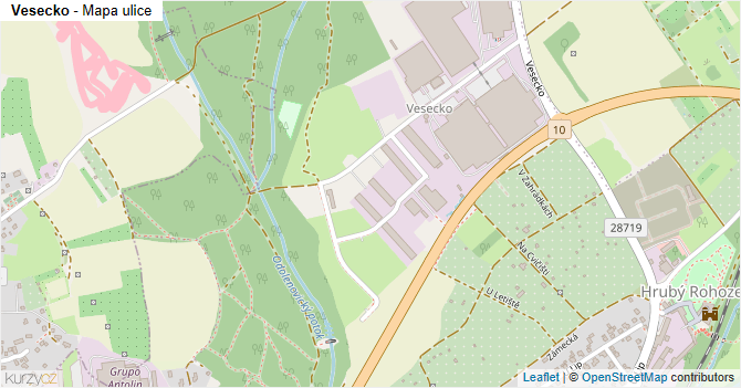 Vesecko - mapa ulice
