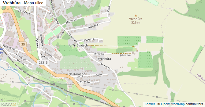 Vrchhůra - mapa ulice