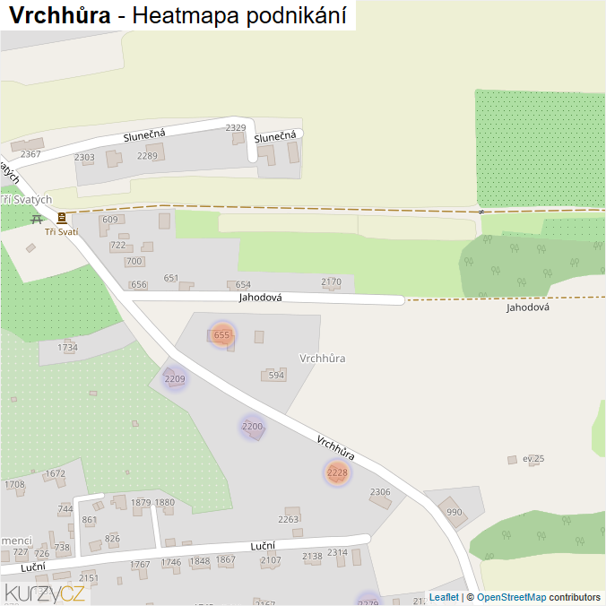 Mapa Vrchhůra - Firmy v ulici.