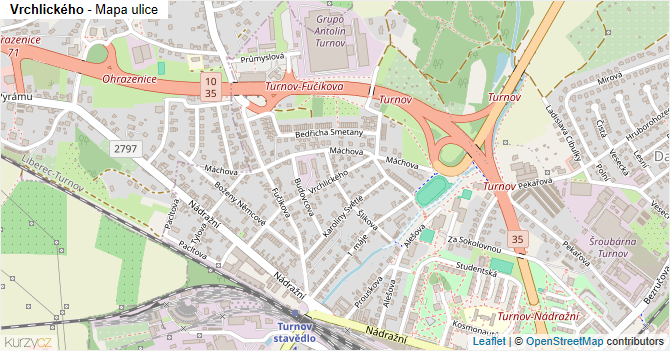 Vrchlického - mapa ulice