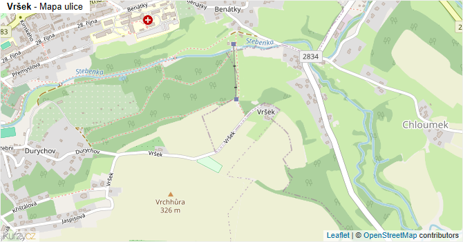 Vršek - mapa ulice