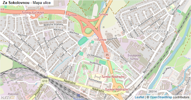 Za Sokolovnou - mapa ulice