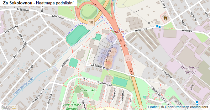 Za Sokolovnou - mapa podnikání