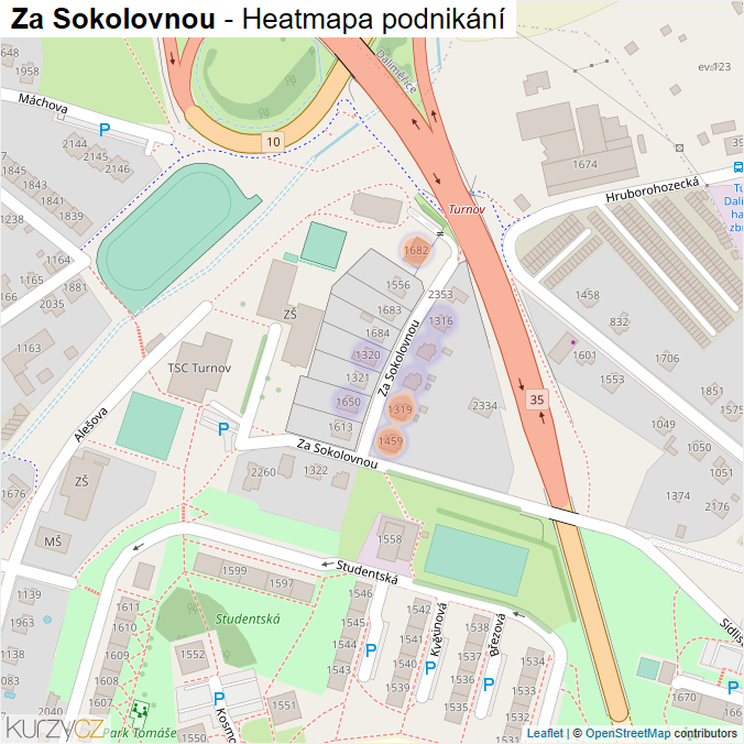 Mapa Za Sokolovnou - Firmy v ulici.