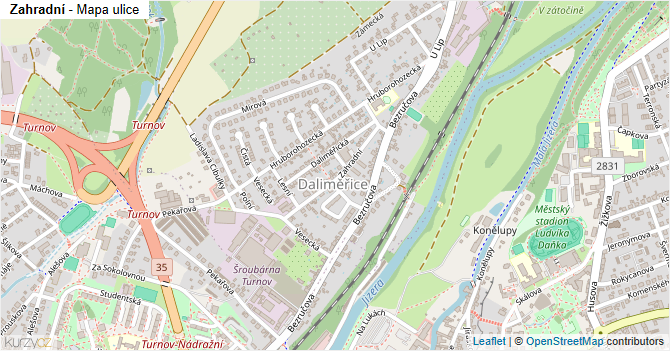 Zahradní - mapa ulice