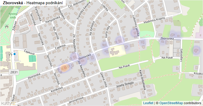 Zborovská - mapa podnikání
