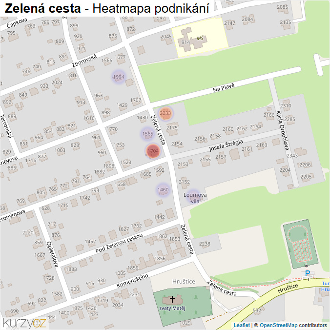Mapa Zelená cesta - Firmy v ulici.