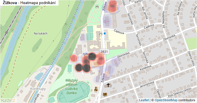 Žižkova - mapa podnikání