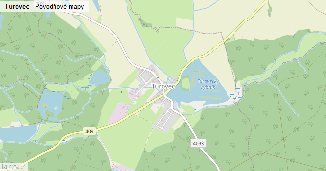 Turovec - záplavové mapy stoleté vody