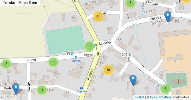 Tursko - mapa firem