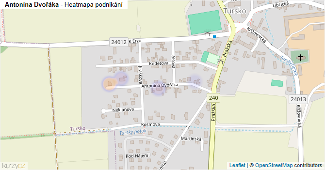 Antonína Dvořáka - mapa podnikání