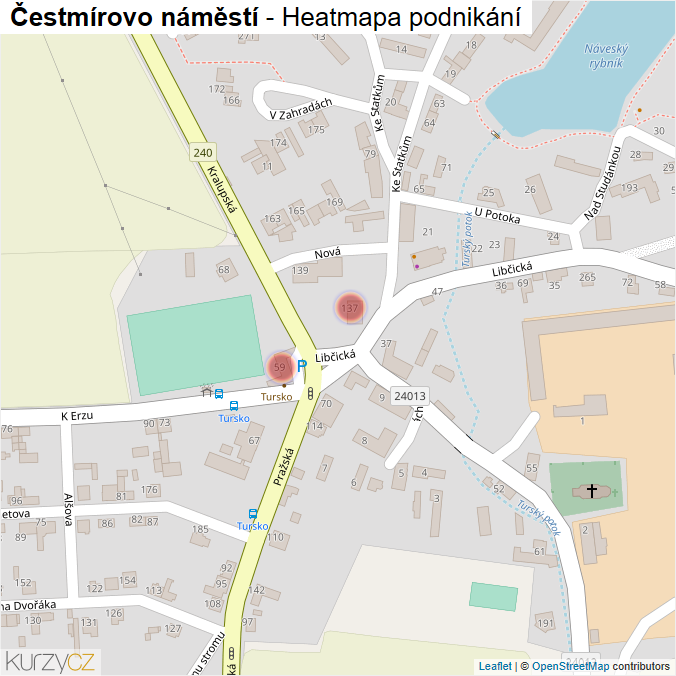 Mapa Čestmírovo náměstí - Firmy v ulici.