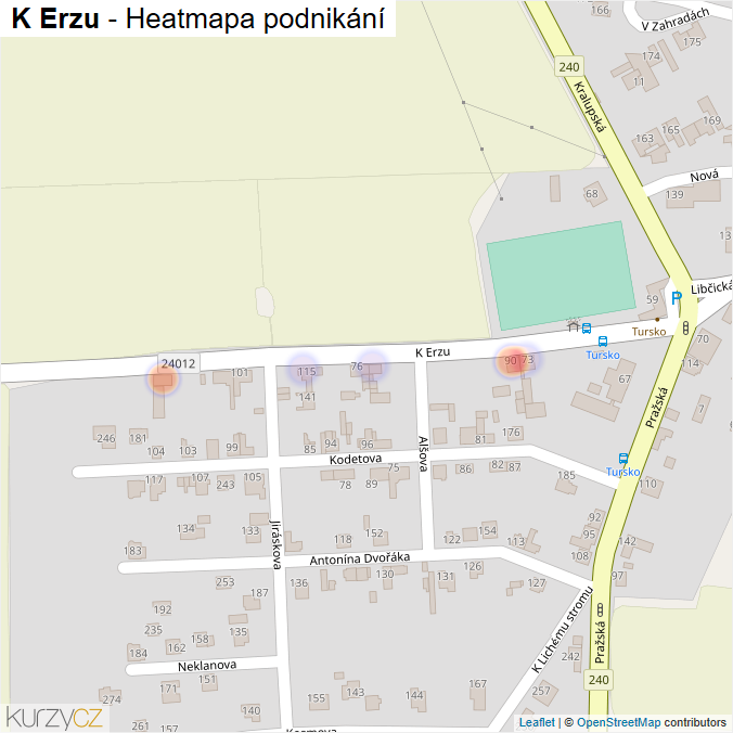 Mapa K Erzu - Firmy v ulici.