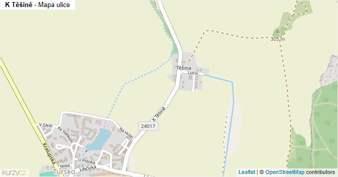 K Těšině - mapa ulice