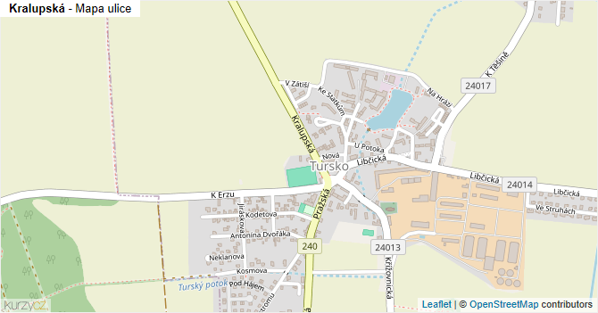 Kralupská - mapa ulice