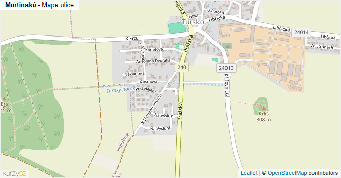 Martinská - mapa ulice