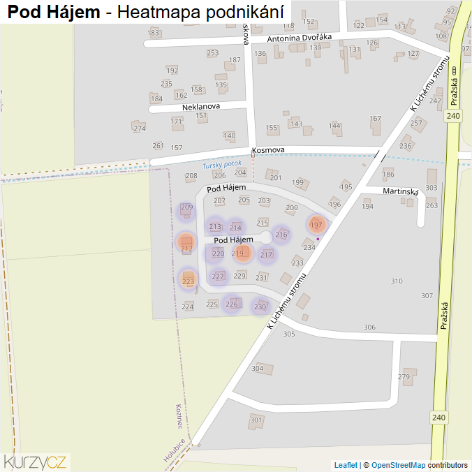 Mapa Pod Hájem - Firmy v ulici.