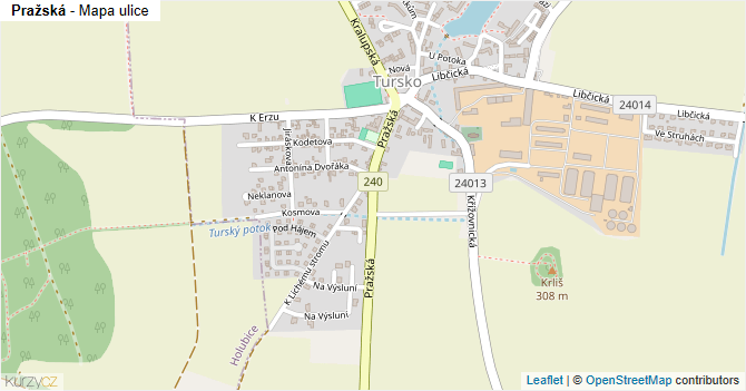 Pražská - mapa ulice