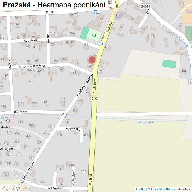 Mapa Pražská - Firmy v ulici.