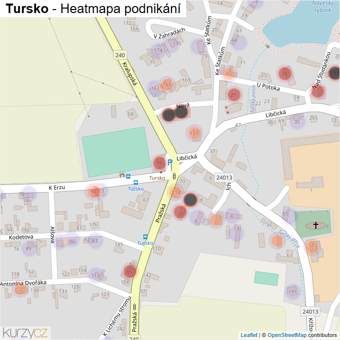 Mapa Tursko - Firmy v části obce.