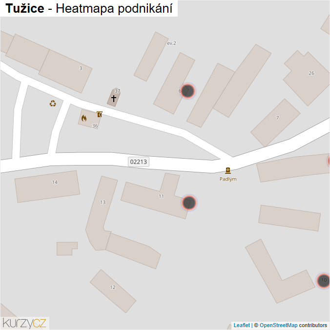 Mapa Tužice - Firmy v obci.